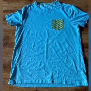 Tailor Vintage Lime Pocket Light Blue Short Sleeve Tee Size Large